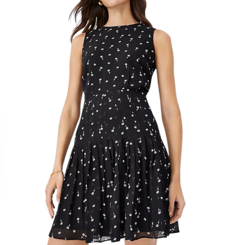 Ann Taylor Tall Floral Pleated Flare dress